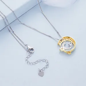 S925 sterling silver star and moon pendant necklace with delicate box chain for women