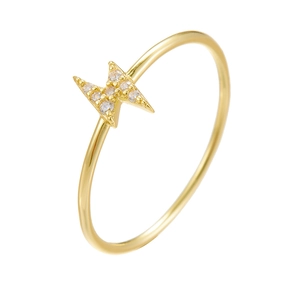 Elegant 925 sterling silver lightning bolt ring with zircon stones in a gold finish