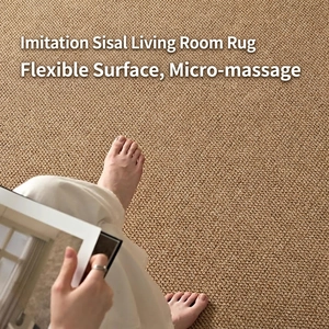 Modern light brown sisal-style carpet with woven texture for minimalist living room decor