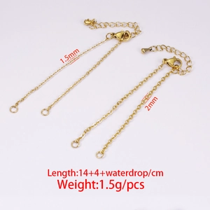 Goldene Edelstahl DIY Armbandketten mit Tropfenverlängerung in 1,5mm und 2mm Breite
