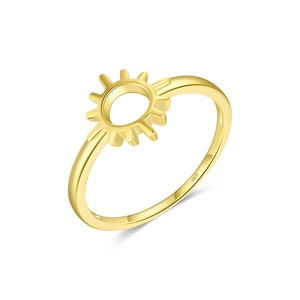 Minimalist S925 sterling silver sun ring with golden plating and open design