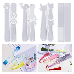 Bookmark Silicone Molds DIY Crystal Epoxy Resin Casting Cat Paw Dolphin Rectangle Shapes Flexible Craft Making Tools Reusable