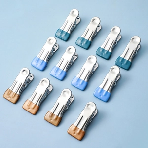 Stainless Steel Clothes Pegs PVC Coated Non Slip Windproof Laundry Clips For Drying Socks Towels Organizing With Hooks