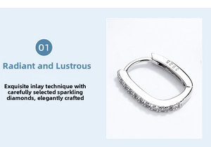 Macro detail of S925 sterling silver hoop earrings with micro-pave white zircon stones