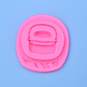 Pink silicone flower basket mold for DIY cake decorating and fondant chocolate crafts