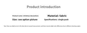 Detailed product specification table for Christmas fabric ribbon and bow decorations