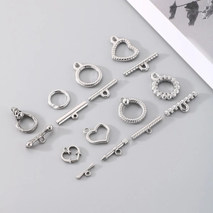 304 stainless steel heart and round OT toggle clasps for DIY jewelry making