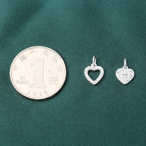 Sparkling S925 silver heart pendants with full pavé crystals for DIY charm bracelets