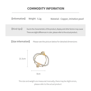 Detail view of gold-plated camellia pearl bracelet with 21.5cm length specification