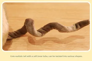 Detailed view of the striped lemur plush tail with flexible internal wire for posing