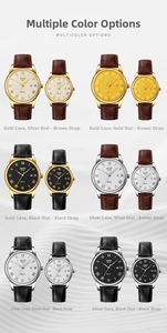 Detailed grid of SKMEI 9058 quartz watches with leather straps and Roman numeral dials