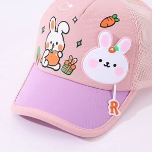Casquette de baseball en maille respirante rose et violette avec lapin pour enfant