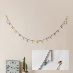 Handwoven colorful cotton rope organizer for doll display and photo hanging wall decor