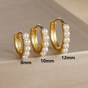 Detailed comparison of 8mm, 10mm, and 12mm 18K gold plated pearl hoop earrings
