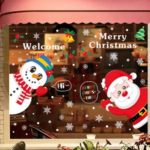 Weihnachts-Fensteraufkleber Set mit Weihnachtsmann und Schneemann, 150x80cm