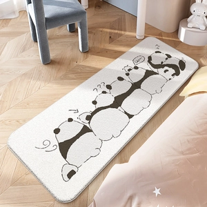 Cartoon Animal Bedside Rug Faux Lamb Wool Plush Soft Non-Slip Floor Mat For Children's Bedroom Nursery Decor