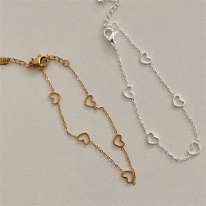 S925 sterling silver heart link bracelets in gold and silver finish with lobster clasp