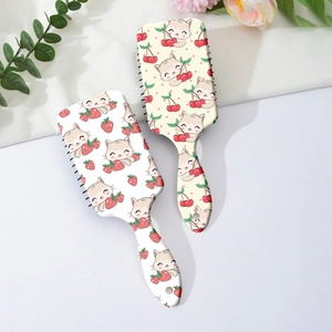 Cute cartoon cat and fruit patterned hair brushes with massage air cushion and flat handle