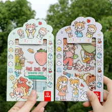 Détail de porte-cartes de dessin animé mignon avec ours et lapin en plein air