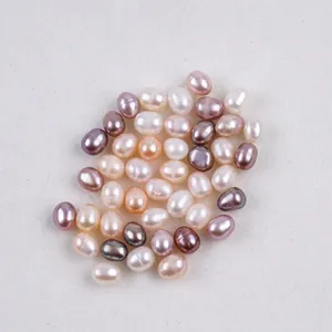 Mixed natural freshwater rice pearls in white, pink, and purple for DIY jewelry making