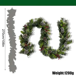 Size chart for 270cm Christmas pine garland with pinecones and red berries
