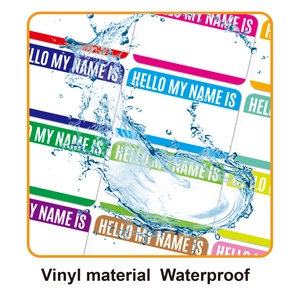 Étiquettes de nom en vinyle imperméables avec effet d'éclaboussures d'eau pour la durabilité