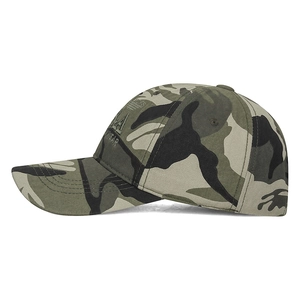 Men's camo baseball cap with 3D embroidery wear text for outdoor sports and adjustable fit