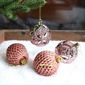 Christmas Ball Ornaments Plastic Shatterproof Hollow Carved Painted Baubles For Holiday Tree Hanging Decor