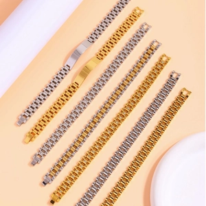 Elegant stainless steel watch strap bracelets in gold and silver with zircon accents