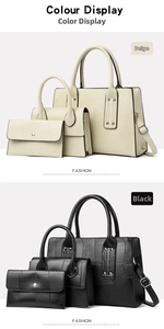 Three-piece handbag set featuring tote and crossbody bags with geometric pattern texture