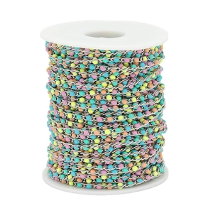 Colorful Enamel Bead Stainless Steel Chain For DIY Jewelry Making Necklace Bracelet Accessories Multicolored Crafting Supplies