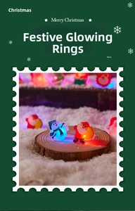 Close-up of LED glowing Christmas rings featuring Santa and Snowman on a festive base