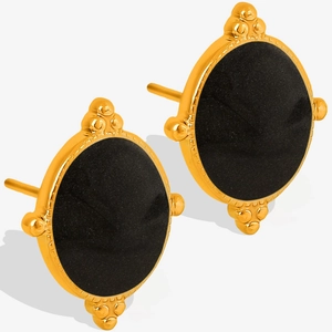Vintage Stainless Steel Oval Stud Earrings 18K Gold Plated Geometric Enamel Oil Drip Earrings For Women Commuter Jewelry