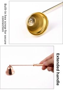 Detail of candle snuffer with a long handle and reinforced inner hex screw connection