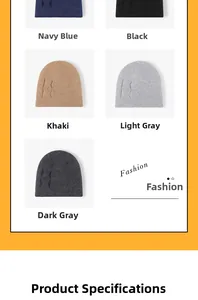 Detailed close-up showing five colors and geometric knit patterns of the winter beanie
