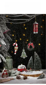 Detailed collection of festive Christmas ornaments including vintage van and Santa mail box