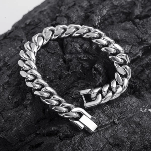 Chunky Cuban Link Chain Necklace And Bracelet Stainless Steel Hip Hop Bold Industrial Jewelry For Men Women