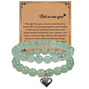 Bracelets En Perles De Pierre Naturelle Breloque Cœur Strass En Alliage Bijoux De Guérison Faits Main Cadeau Inspirant Pour Femmes