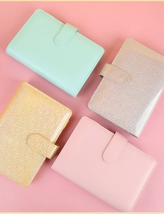 A6 PU leather binder covers in mint, gold, silver and pink with magnetic buckles
