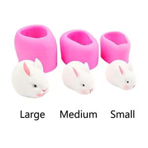 Set of 3D rabbit silicone molds for mousse cake and chocolate in three sizes