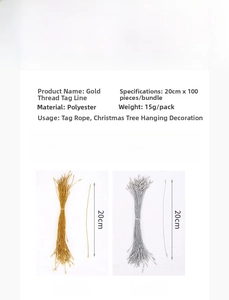 Detailed view of 20cm gold and silver metallic hang tag strings for Christmas ornaments