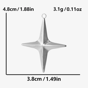Silver 304 stainless steel star pendant dimensions 4.8cm x 3.8cm and 3.1g weight details