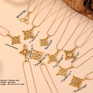 Gold stainless steel Celtic knot and opal pendants in various geometric designs