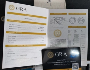 Authentic GRA Moissanite certificate and black gold warranty card for 1.0ct jewelry