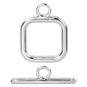Macro detail of square stainless steel OT toggle clasp for DIY necklace jewelry making