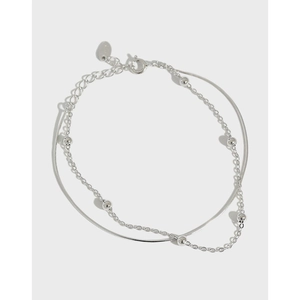 Double Layer 925 Sterling Silver Bracelet Minimalist Snake Chain And Bead Charm Jewelry For Women Adjustable