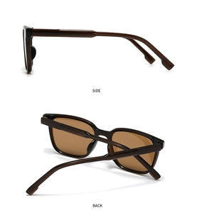 Detailed side and back views of tortoise shell polarized sunglasses with thick frames