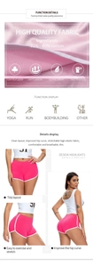 Detail showing breathable cotton fabric texture and high elasticity of rose pink yoga shorts
