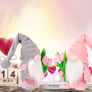 Pair of Mother's Day tulip gnome plush dolls for home decoration and festive gift