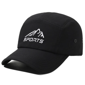 Cappellino da campeggio nero ad asciugatura rapida con ricamo sportivo per la corsa